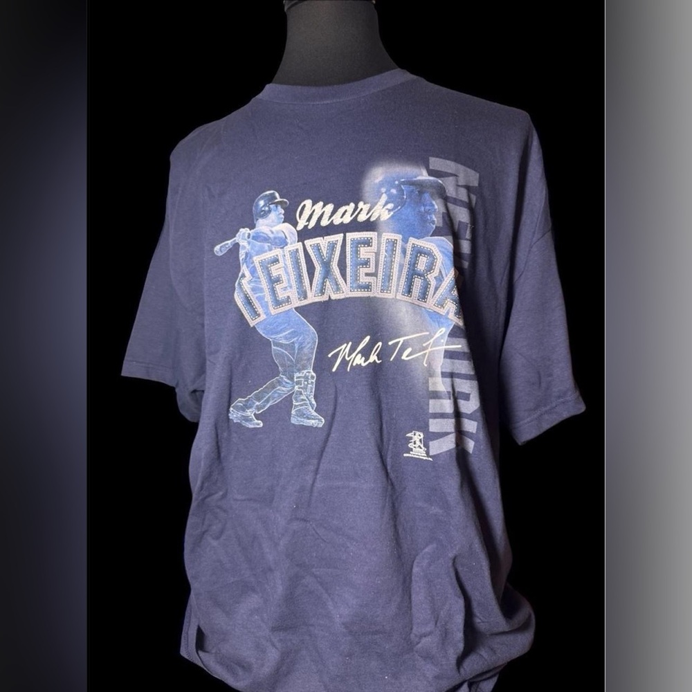 Mark Teixeira Yankees Blue Graphic Tee – Size 2XL - 100% Preshrunk Cotton